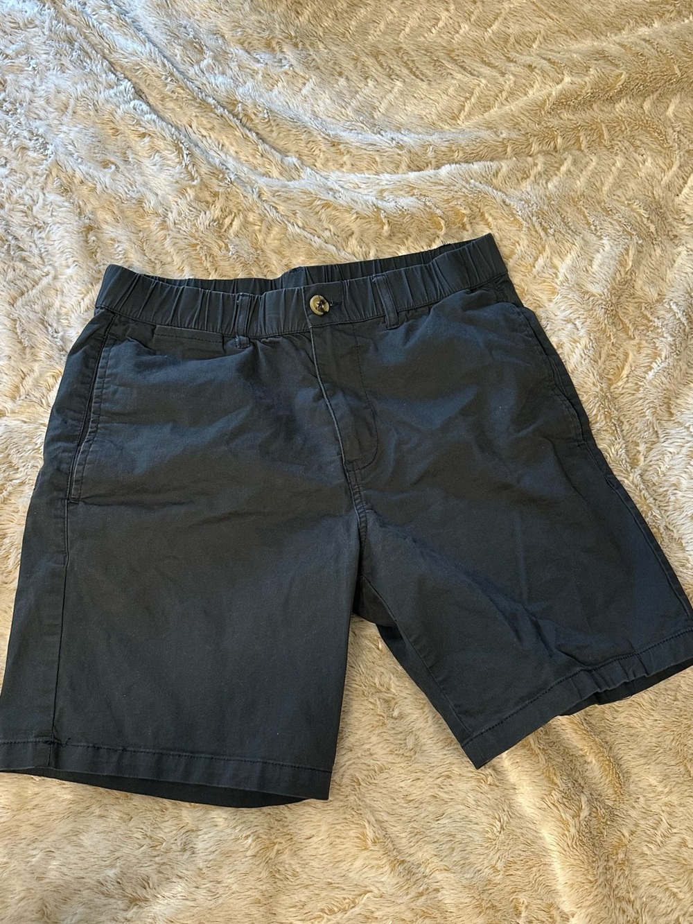 Magic Men's Navy Elastic Waist Flat Front Shorts